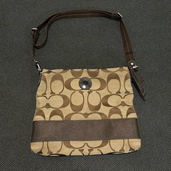 Coach Signature Stripe Crossbody File Bag Handbag Purse - Picture 2 of 11